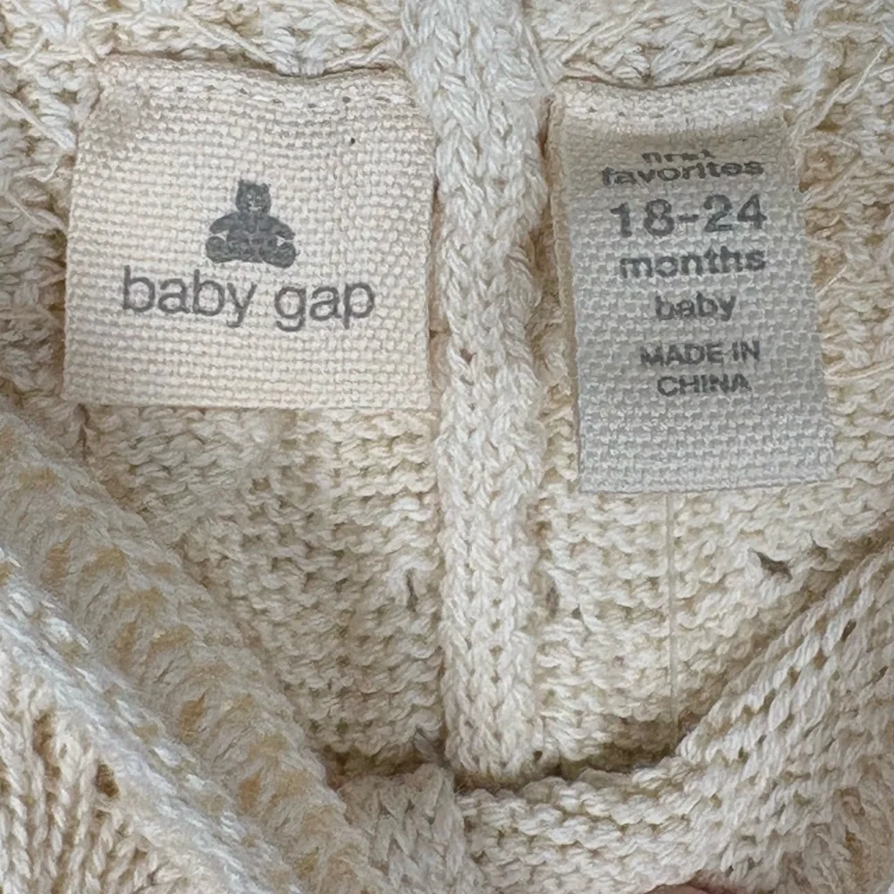 Baby GAP Crochet Sweater Knit Vanilla Cream Boho Indie Vintage-inspired Romper - Picture 9 of 13